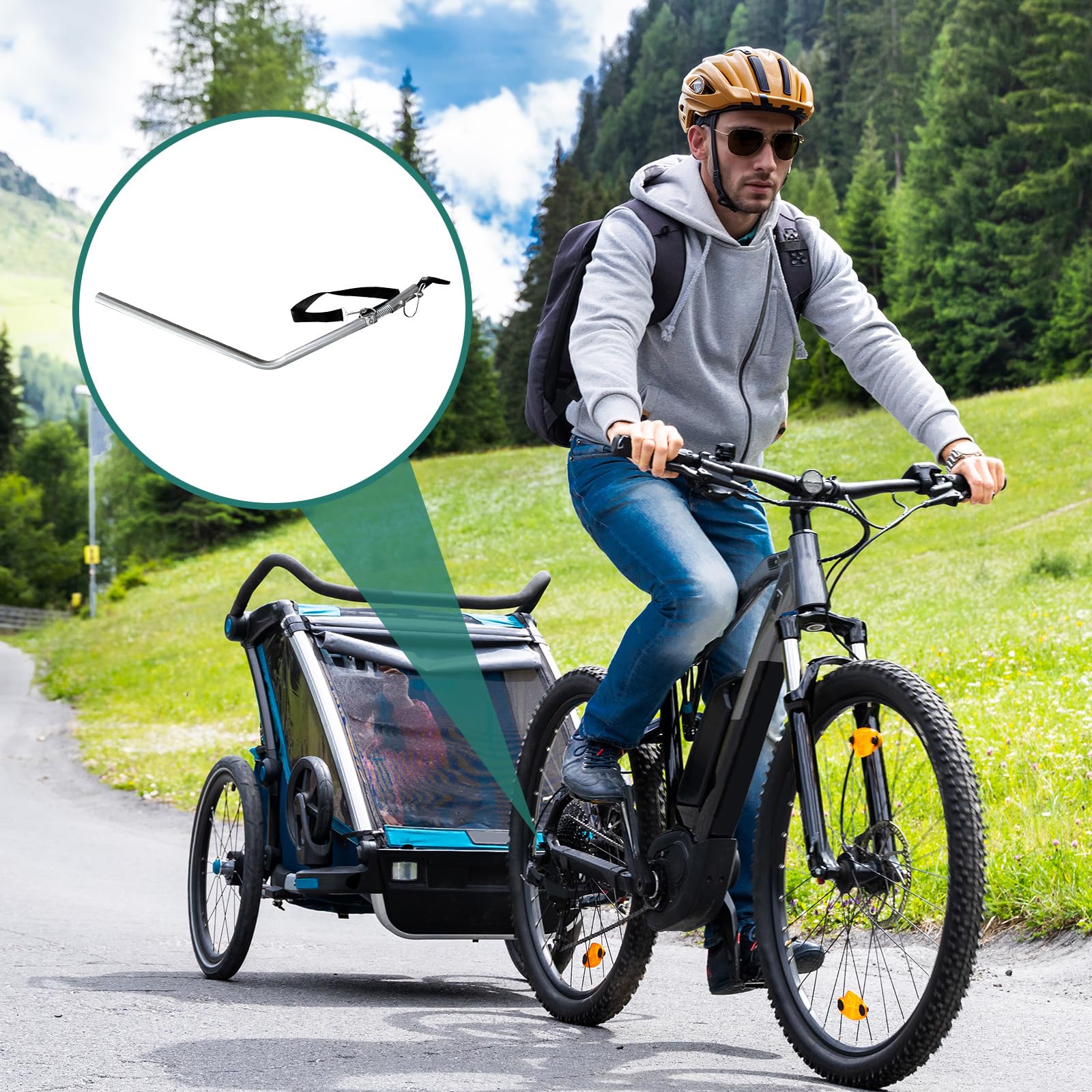 LOVIVER Barre de Connexion pour Remorque de Vélo, Accessoires de Remplacement, Connecteur d'Attelage, Corde de Traction de Bicyclette