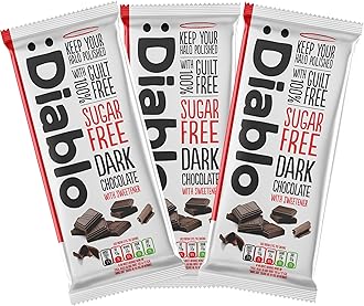 Diablo No Added Sugar Dark Chocolate Bar – Maltitol Sweetened, Low Carb & Gluten-Free Treat, Ideal Snack for All – Celebrate Any Occasion, Birthdays, Valentine’s, Anniversary – 85g, 3 Packs