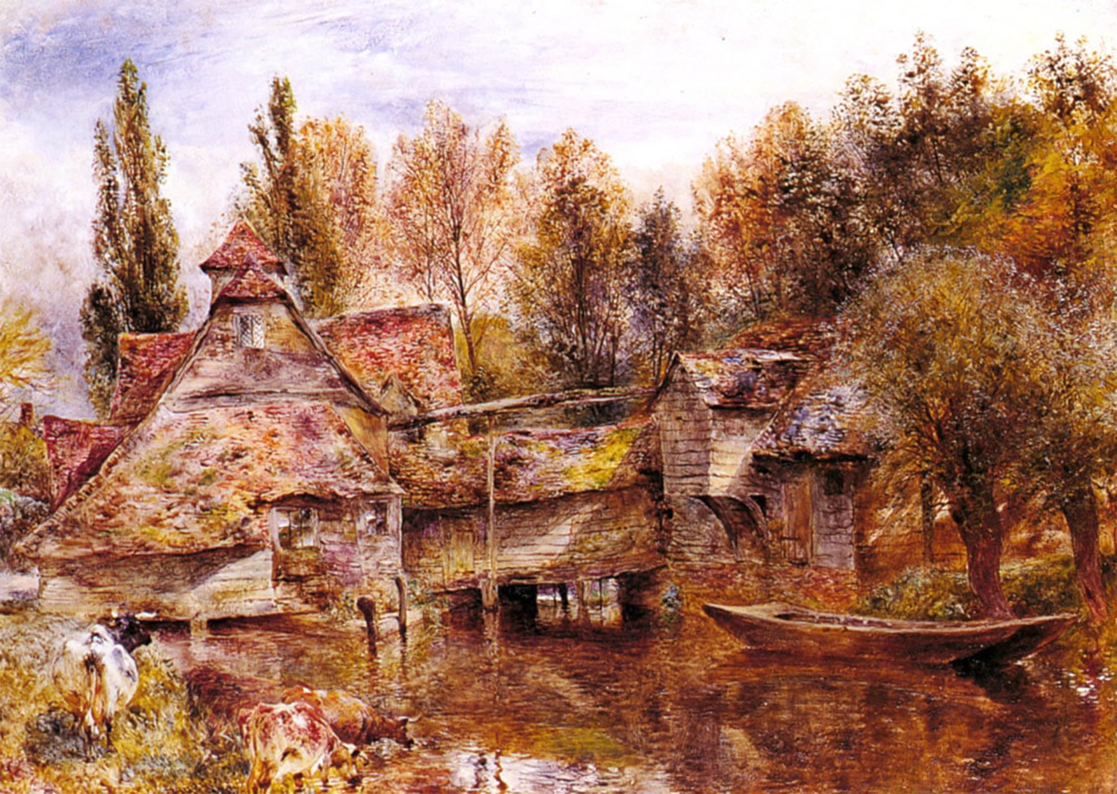 POSTERIIk Famous Animal Posters Vintage Picture Mill on the Thames Mapledurham by William Huggins Modern Wall Decor for Home Decor 60x90cm