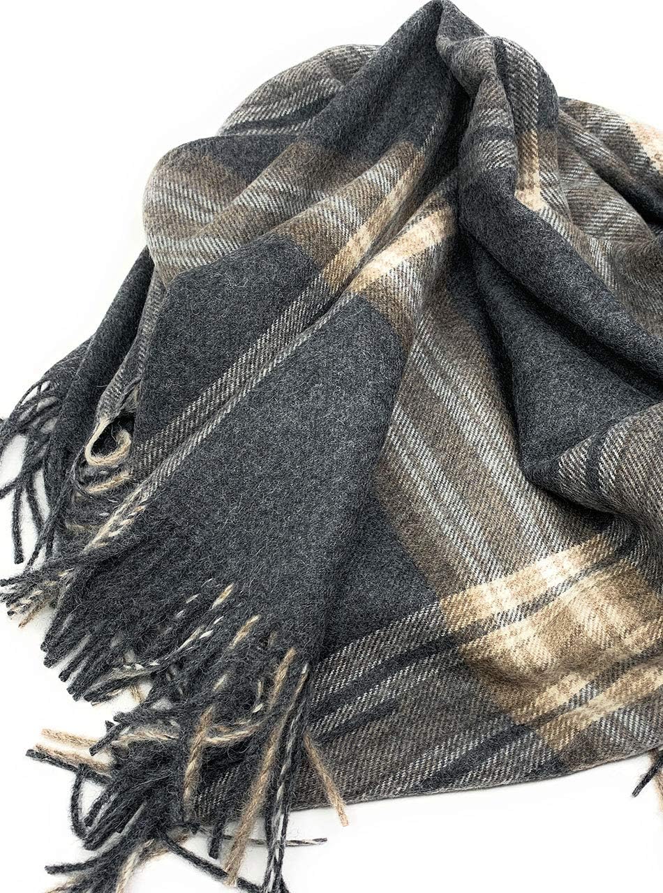 | Tartan Plaid Alpaca Throw Blanket | 100% Baby Alpaca Wool (Campfire Plaid)