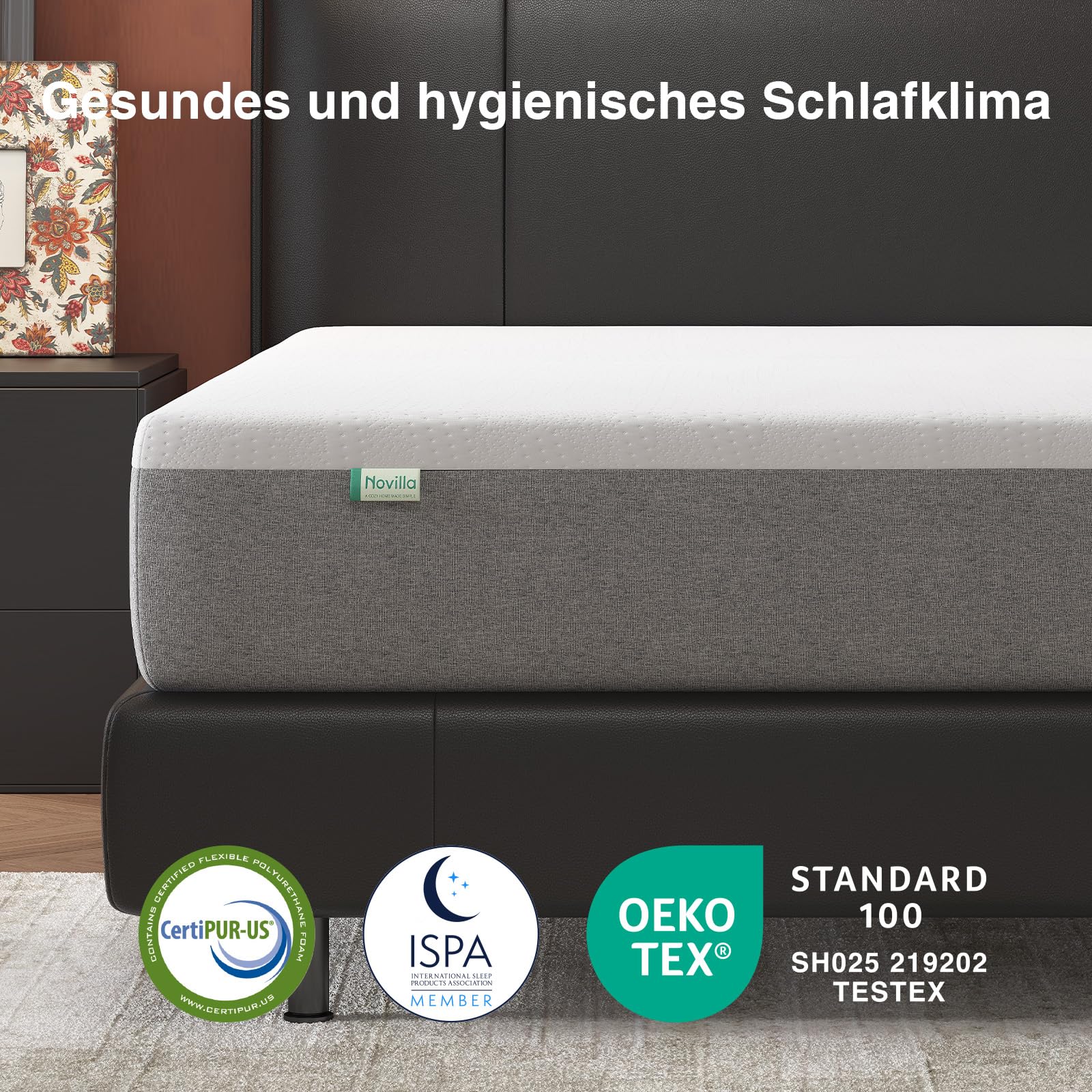 Novilla Matratze 180x200, Höhe 20 cm 7-Zonen Gel Memory Schaum Kaltschaummatratze für Jede Schlafposition, Härtegrad H3 Öko-Tex Zertifiziert, Atmungsaktive Rollmatratze mit Bezug abnehmbar & waschbar