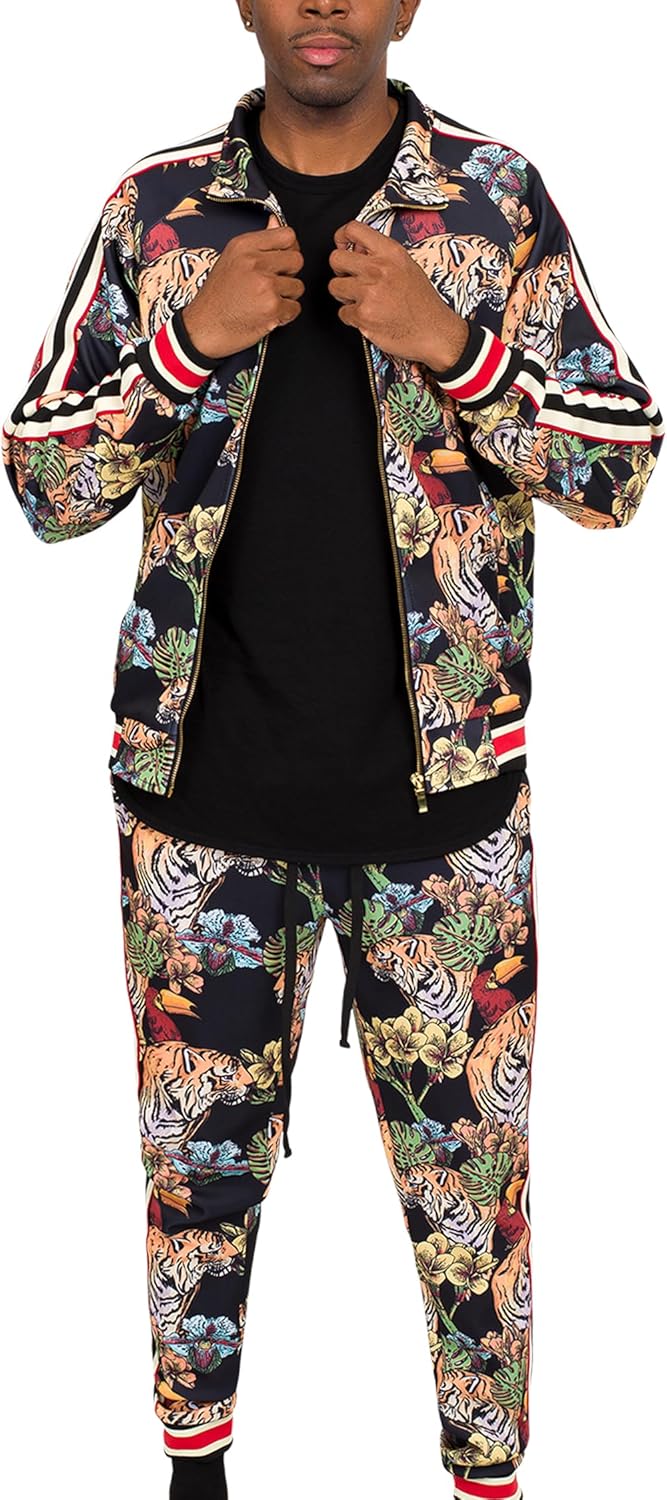 G-Style USA Men's Jungle Tiger G Stripe Track Suit Set ST808 - Black - 2X-Large - Image 5