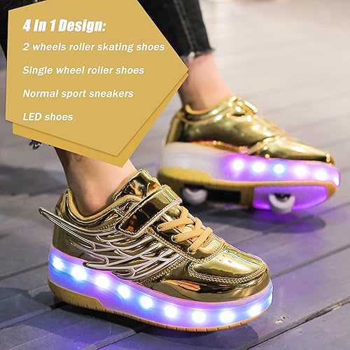Miniatura 5 de AIkuass Zapatos con ruedas LED y USB recargables, zapatillas de patinaje con luces para niños y niñas
