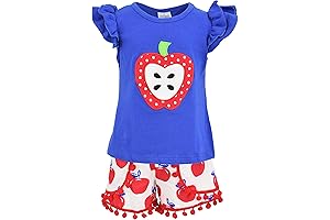 Girls Back to Grade School Clothing 2-Piece Apple Boutique Shorts Set