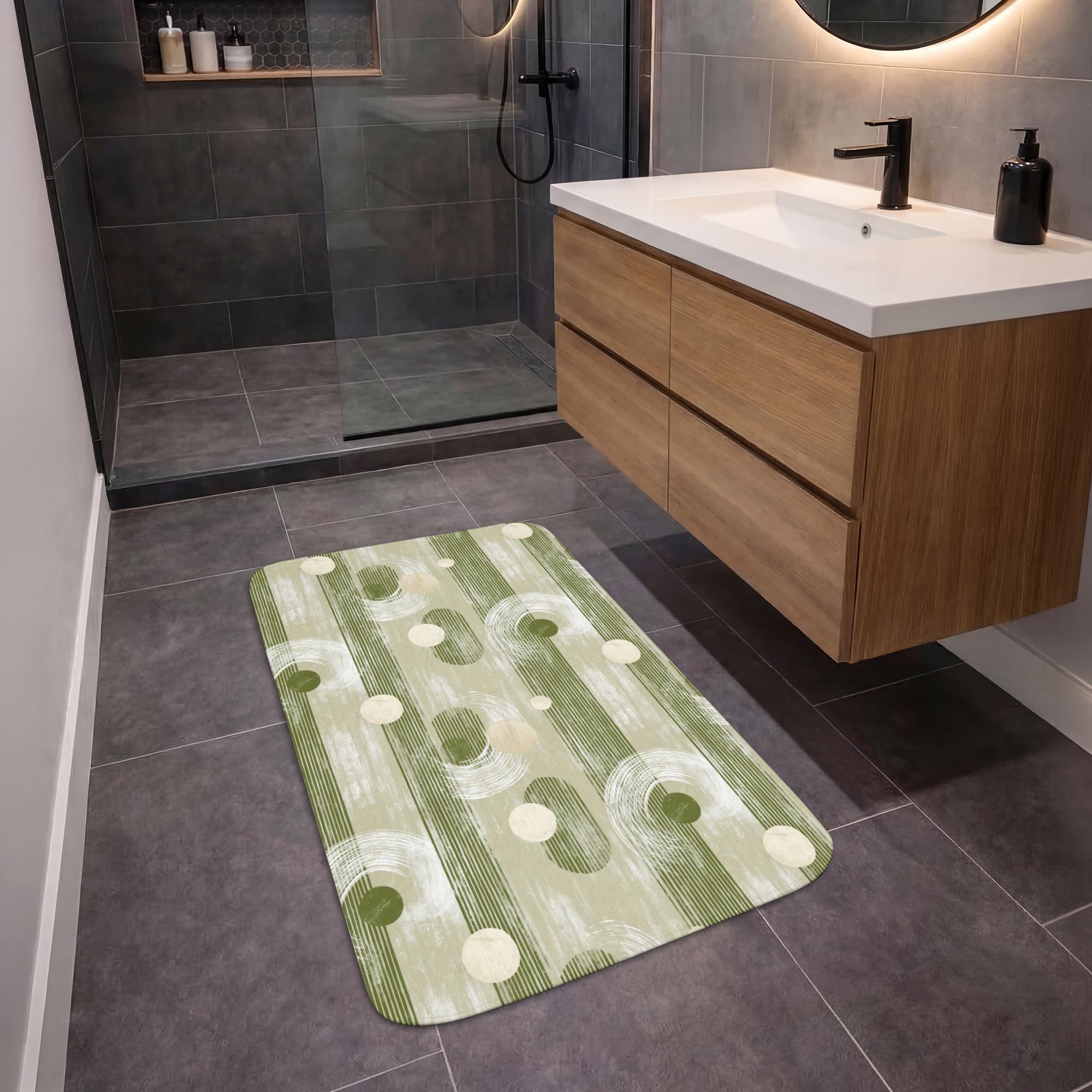 Tappeti Bagno Tappetino Doccia Assorbente Bath Mat Decorazioni | 60x90 cm - Rettangolare - Memory Foam Tappeto Lavabile Moderni Artistico - Moderno - Verde