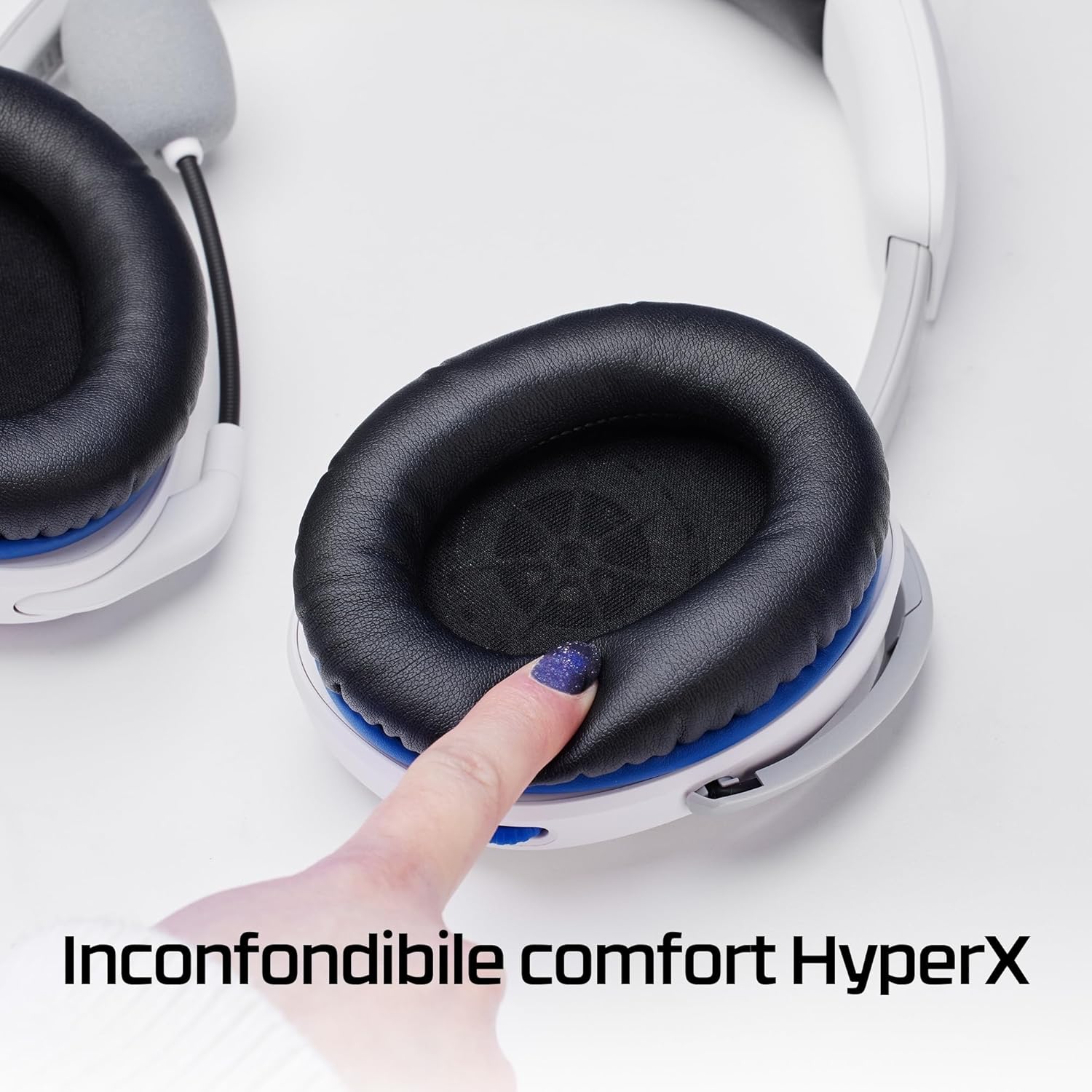 HyperX Cloud Stinger II, Cuffie da Gaming, Connessione Cablata a 3,5 mm, Audio Immersivo, Telaio in Plastica, Cuscinetti in Memory Foam Rivestiti in Similpelle, Adatto per PS4 e PS5, Bianco - Immagine 2