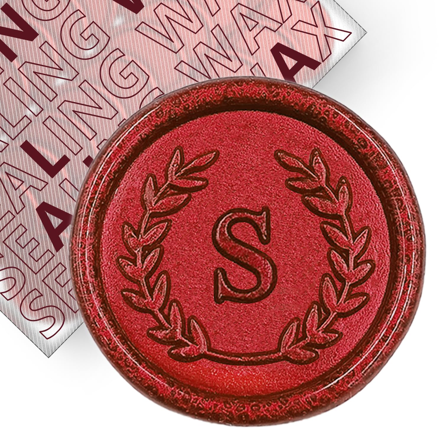 50Pcs Red Letter S Adhesive Wax Seal Stickers, Hand-Made, No Need Seal Stamp, Tear and Use Wax Stickers for Wedding Invitations, Envelopes, Christmas Gift