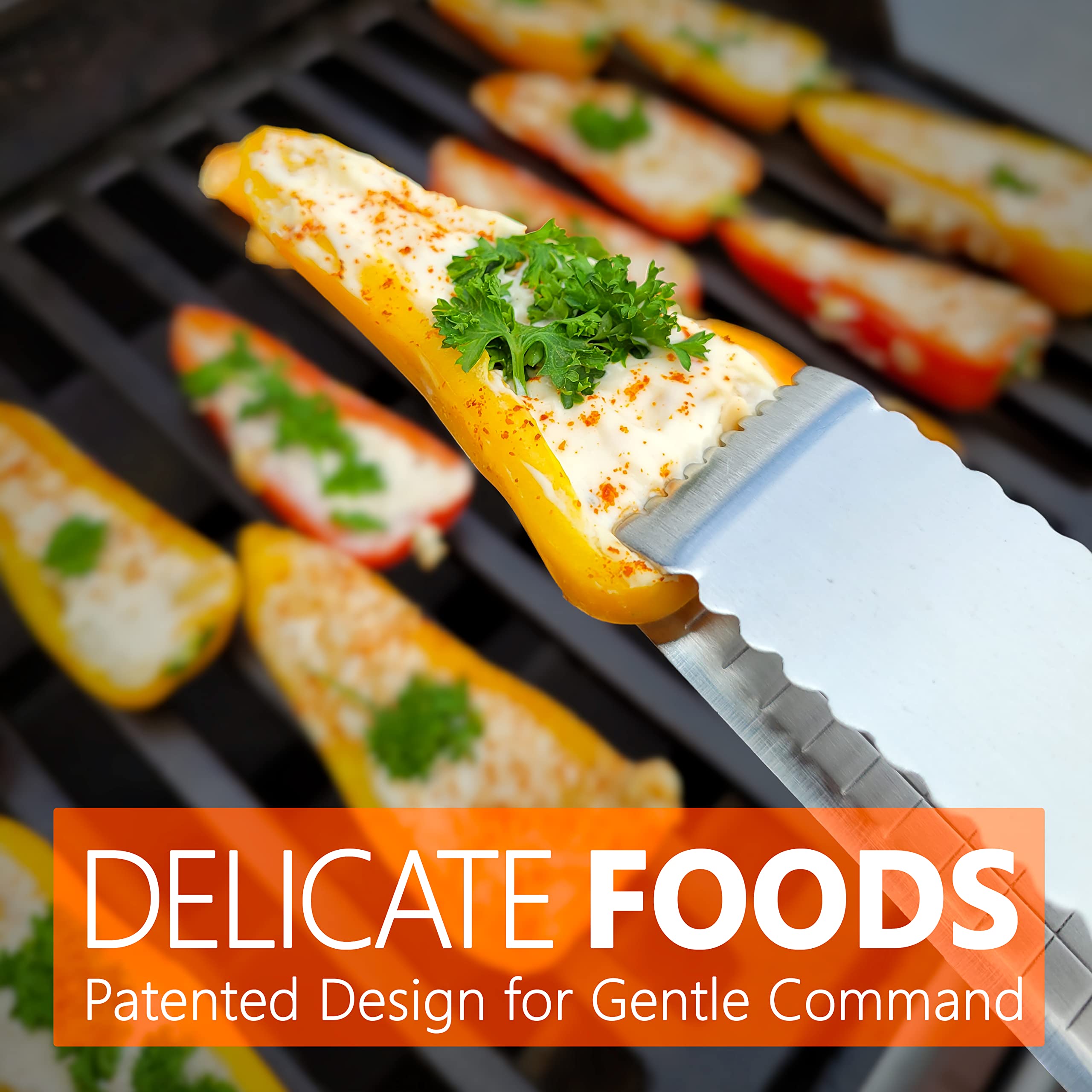 Grill Tongs for Kitchen & Outdoor Cooking: Shark BBQ, 13 Inch Long Reach Pro-Grade, Scissor-Style Utensil - Perfect for Air Frier and Oven Use (Red)