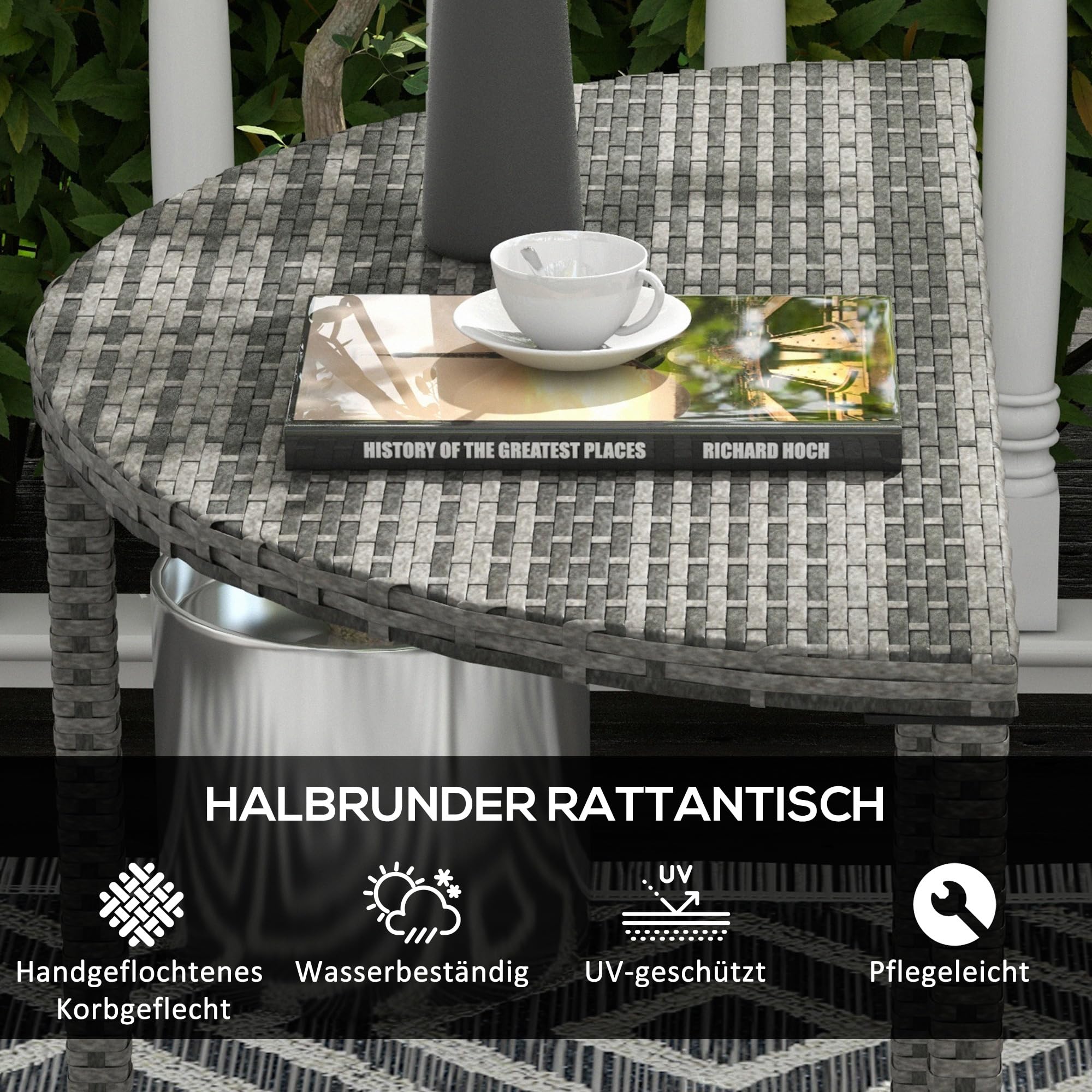 Outsunny Metalen Balkontafel Rond Koffietafel Weerbestendig Tuin Tafel O70 X 42h Cm Zwart~1ta6vbcl1ug01