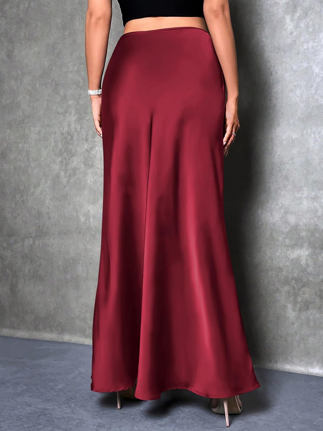 Prinbara Women's Satin Maxi Skirts Dressy Casual Zipped High Waisted Flowy Silk 2026 Spring Elegant Business Party Long Skirt - Image 6