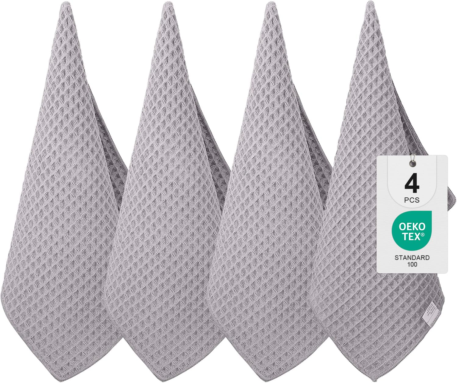 Moosfor Set 4 Panni In Microfibra Assorbenti 40x70 Cm, Beige, Senza Pelucchi Per Cucina - 4