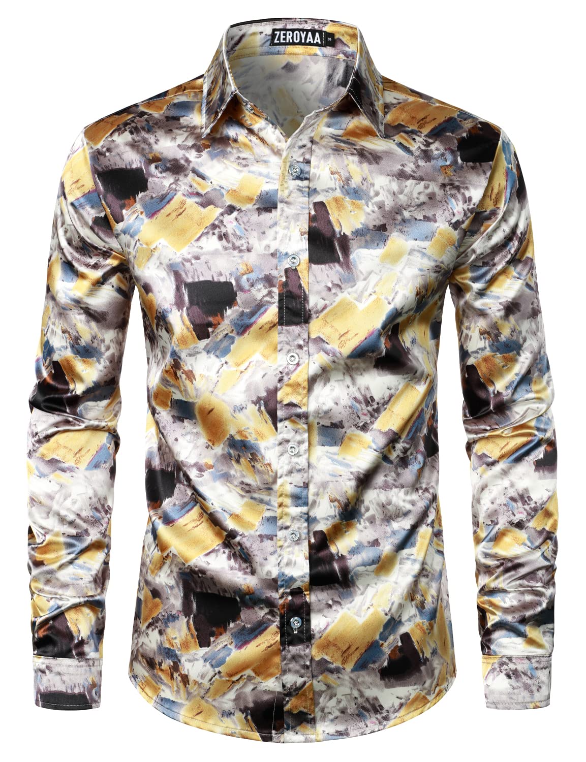 ZEROYAAmens Modern/Fitted Button Down Shirt