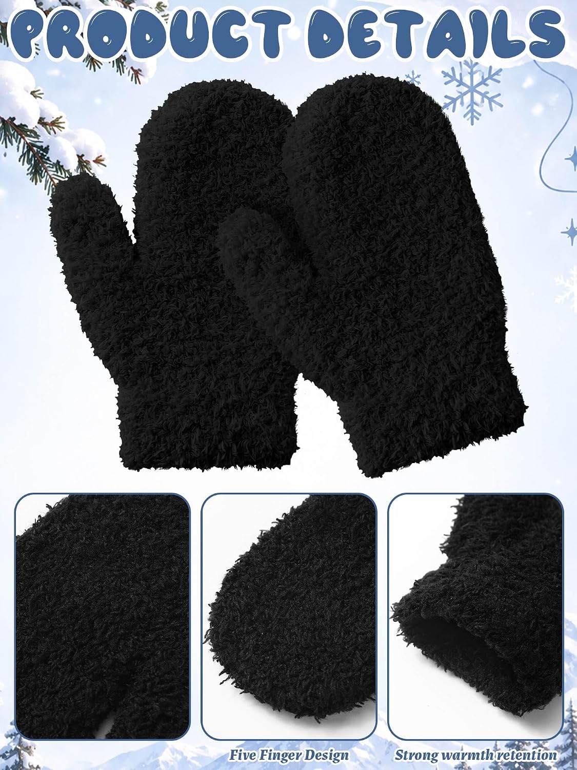 SATINIOR 3 Pairs Toddler Mittens Kids Winter Warm Gloves Baby Soft Stretch Mittens for Boys Girls Children