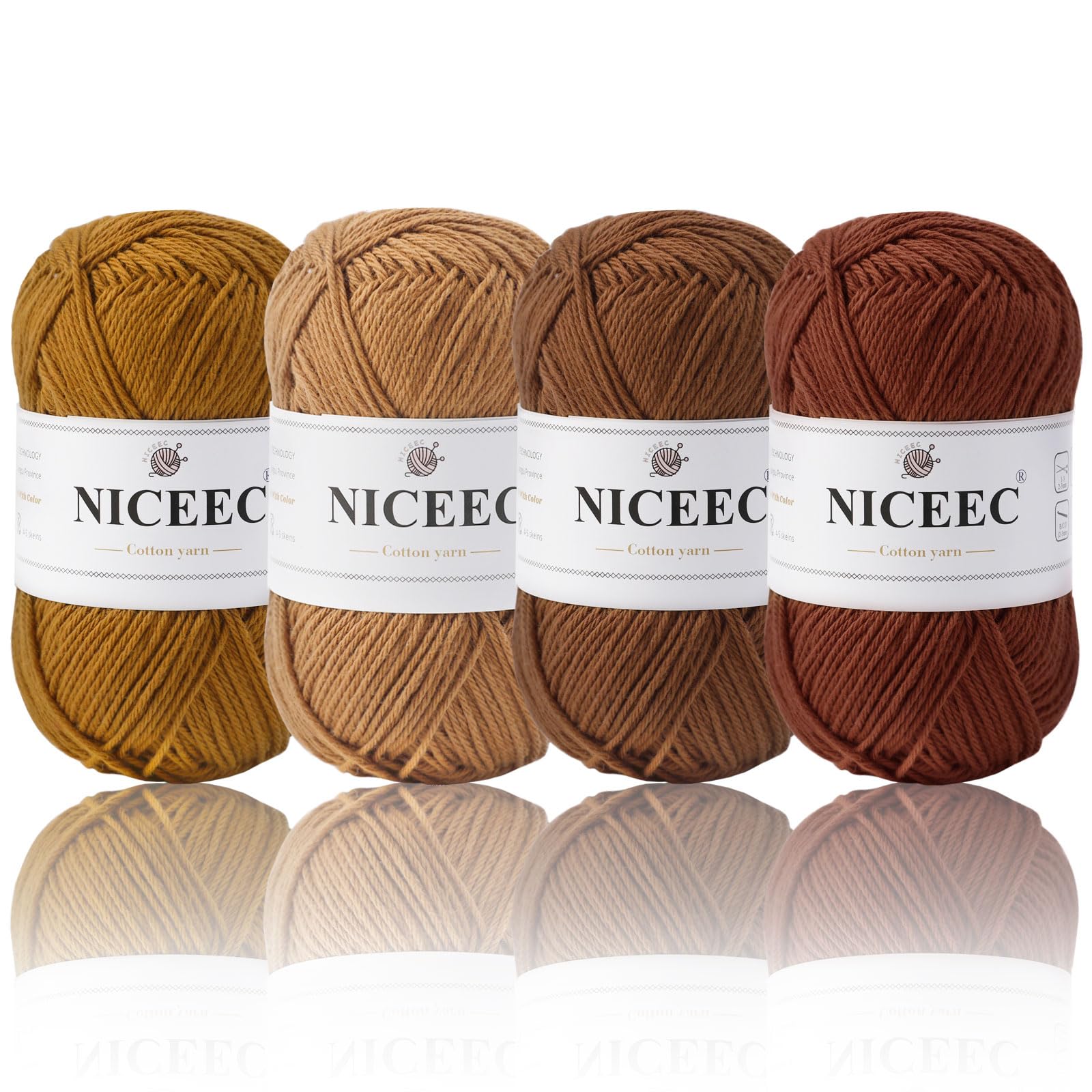 NICEEC Skeins Soft Baby Yarn 100% Cotton Yarn for Crochet Knitting Ply  Yarn Blanket Yarn for DIY Craft Fingering Weight Yarn Total Length