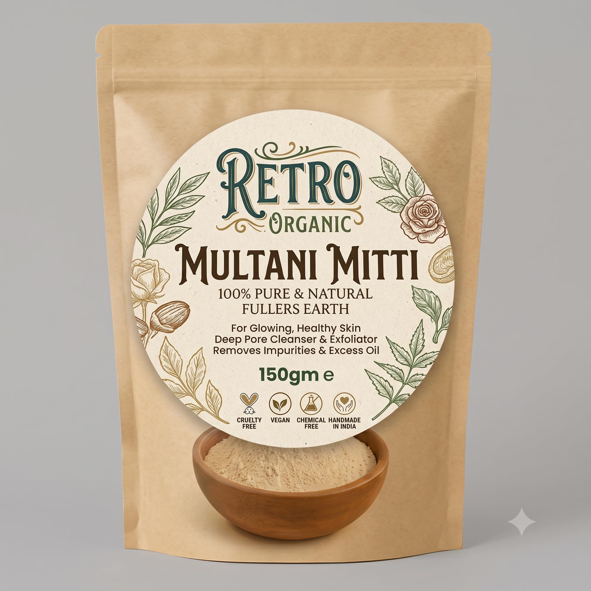 Retro Natural Multani Mitti (Fuller's Earth) Powder | Breathable Material-image-16