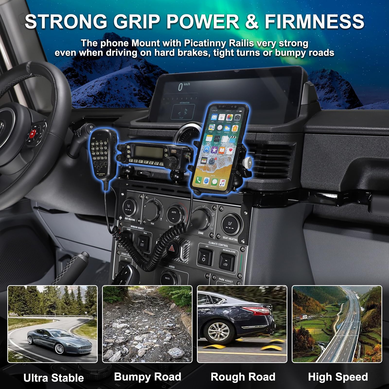 Compatibile con Ineos Grenadier 2020-2024 Supporto per telefono cellulare con controllo centralizzato per auto con supporto GPS per walkie talkie (stile A)