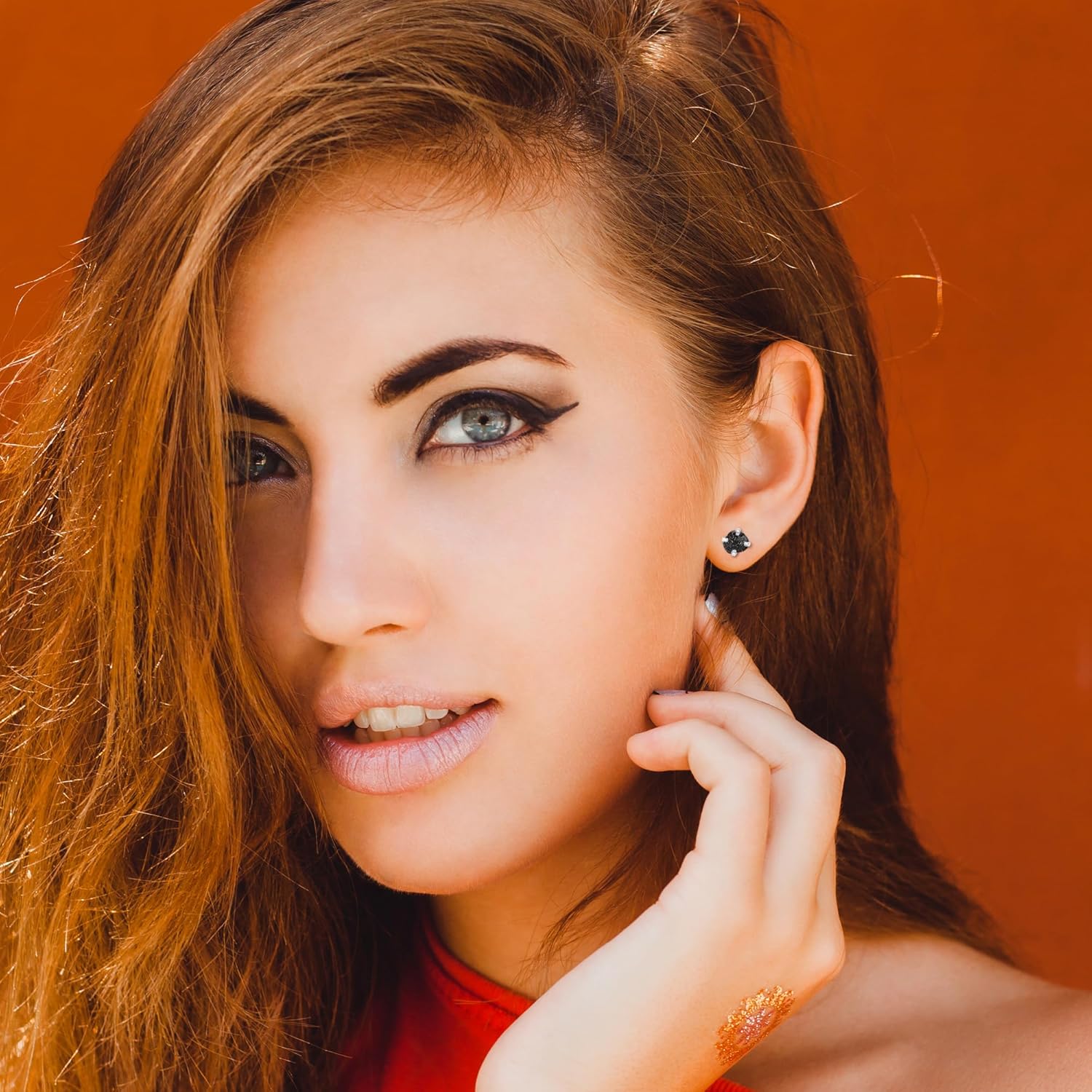 Raw Natural Gemstones Stud Earrings for Women in Sterling Silver, Birthstone Jewelry Gifts for Her Birthday, Anniversary, Graduation (Prong-Set, 6x5.5mm) - Image 4