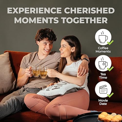 Miniatura 4 de GLORAMA Tazas de café de vidrio de doble pared para parejas, tazas de espresso, tazas de café para parejas con inscripción artística de línea