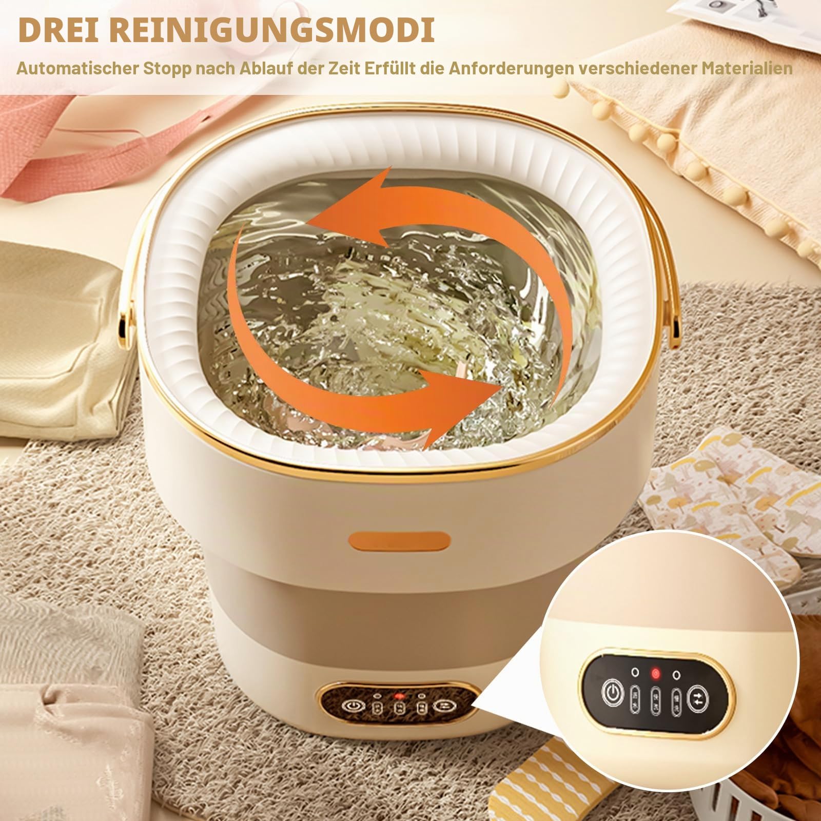 13L Mini Waschmaschine, 2.5kg Camping Waschmaschine Mit Schleuder, Portable Washing Machine Faltbare Reisewaschmaschine, Kleine Waschmaschine für Socken Babykleidung Reisen Tourenwagen Wohnheim(Grau)