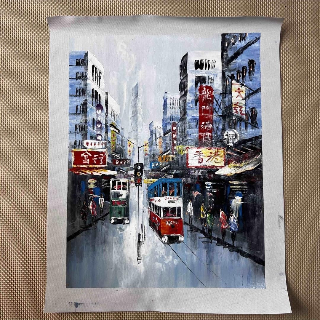 香港の街並み 油彩画 Amazon.co.jp: D香港限定絵画 香港アート 街並み 風景 : ホーム＆キッチン