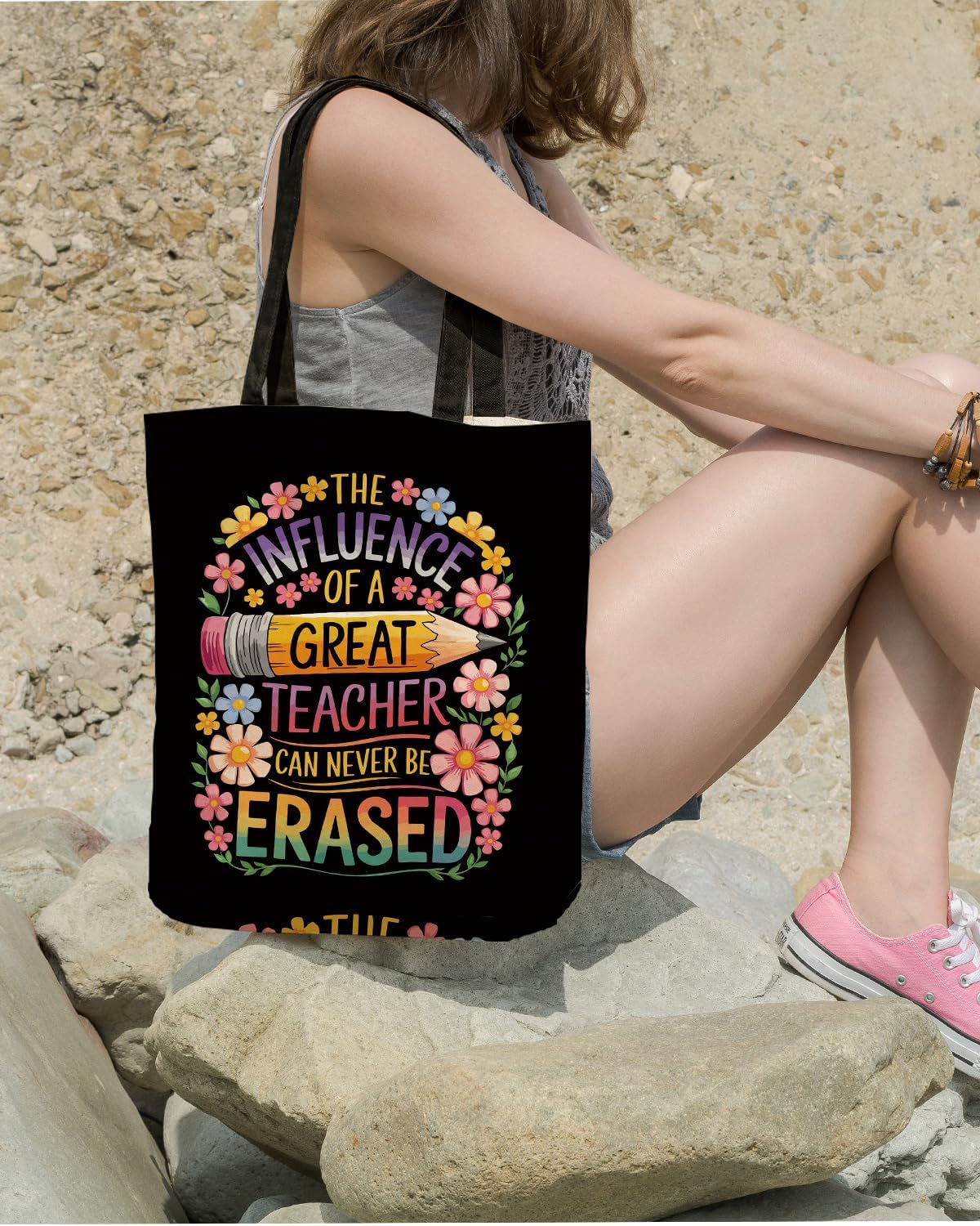 Teacher Appreciation Gifts, Teacher Appreciation Canvas Tote Bag, Aesthetic Travel Beach Bag for Women, Shopping, Work, Gyma - Image 3