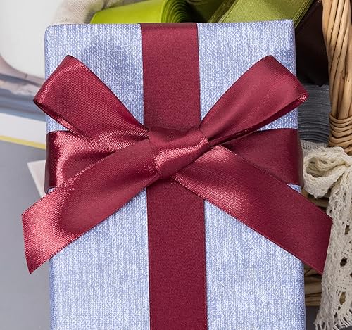 Vista 142 de Cinta de satén sólido azul real de 1 pulgada, cinta de tela artesanal de 50 yardas para envolver regalos, ramos florales, decoración de fiesta