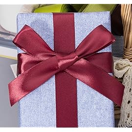 YASEO 1 Inch Wine Red Solid Satin Ribbon, 50 Yards Craft Fabric Ribbon for Gift Wrapping Floral Bouquets Wedding Party Decoration