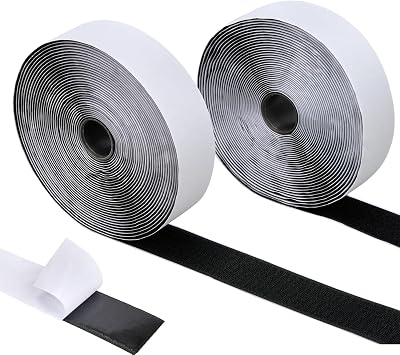 30 Feet x 1.5 Inch Hook and Loop Tape - Nylon Heavy Duty Sticky Interlocking Tape with Adhesive for School Home OutdoorBlack, 1 1/2 inch