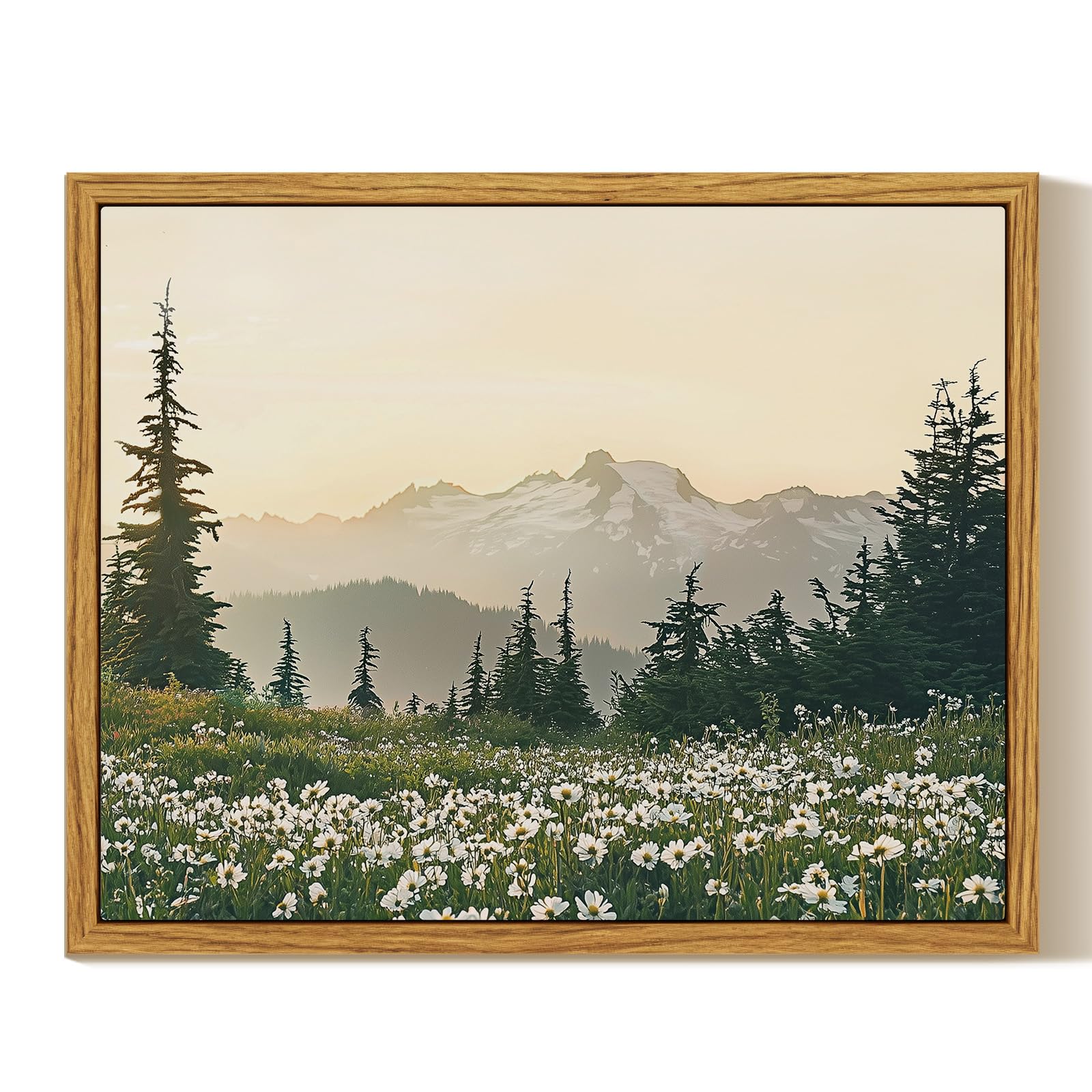 InSimSea Framed Canvas Wall Art, Meadow with Flowers Painting, Landscape for Living Room, Bedroom, Home, Bathroom Decor, 8x10 — view 227