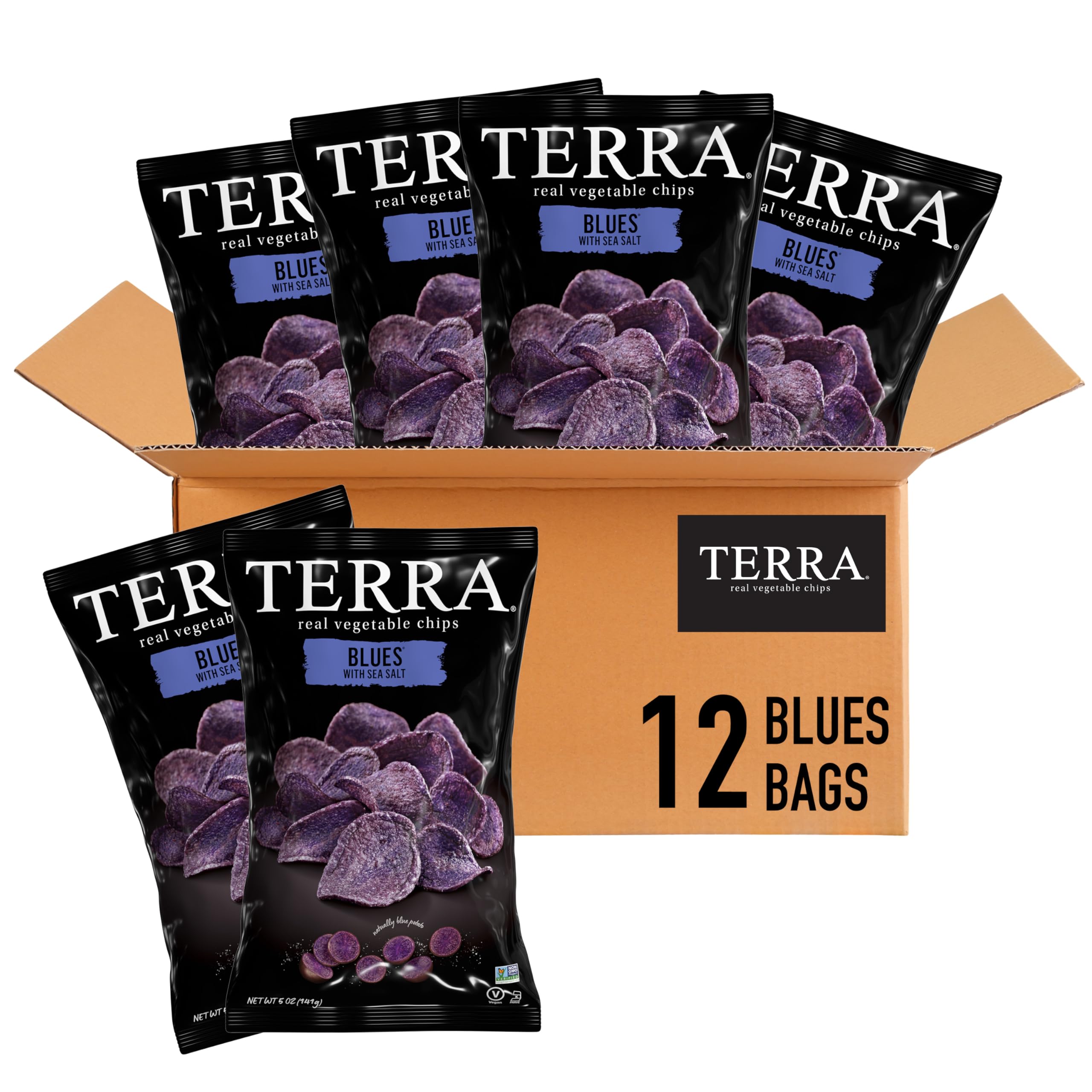 Terra Vegetable Chips, Blues Chips with Sea Salt, 5 Oz (Pack of 12)