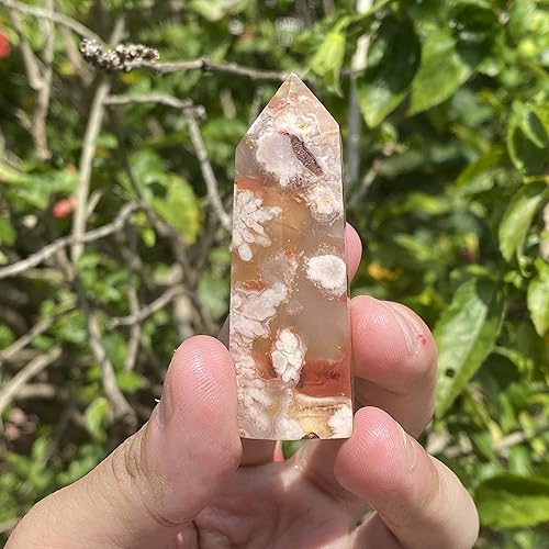 Miniatura 6 de Flor de ágata de 2.5 a 3 pulgadas, torre de ágata de cerezo, cristales curativos de cuarzo obelisco mineral, piedra de chakra reiki para meditación