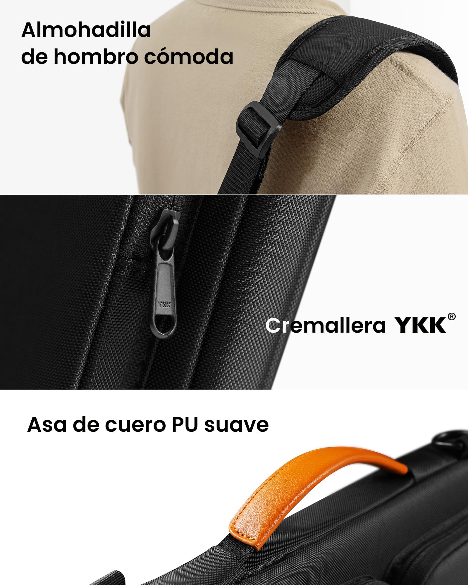 tomtoc 360° Funda Bandoleras para Nuevo 16 Pulgadas MacBook Pro M5 Pro/Max A3428 A3429 (2026), M4/M3/M2/M1 Pro/Max (2024), ASUS Vivobook 15/16, Dell Inspiron 15, Bolsa Maletin para Ordenador Portátil