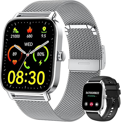 Miniatura 9 de Reloj inteligente para hombres y mujeres, rastreador de ejercicio: resistente al agua, respuesta de llamadas Bluetooth, haz relojes inteligentes