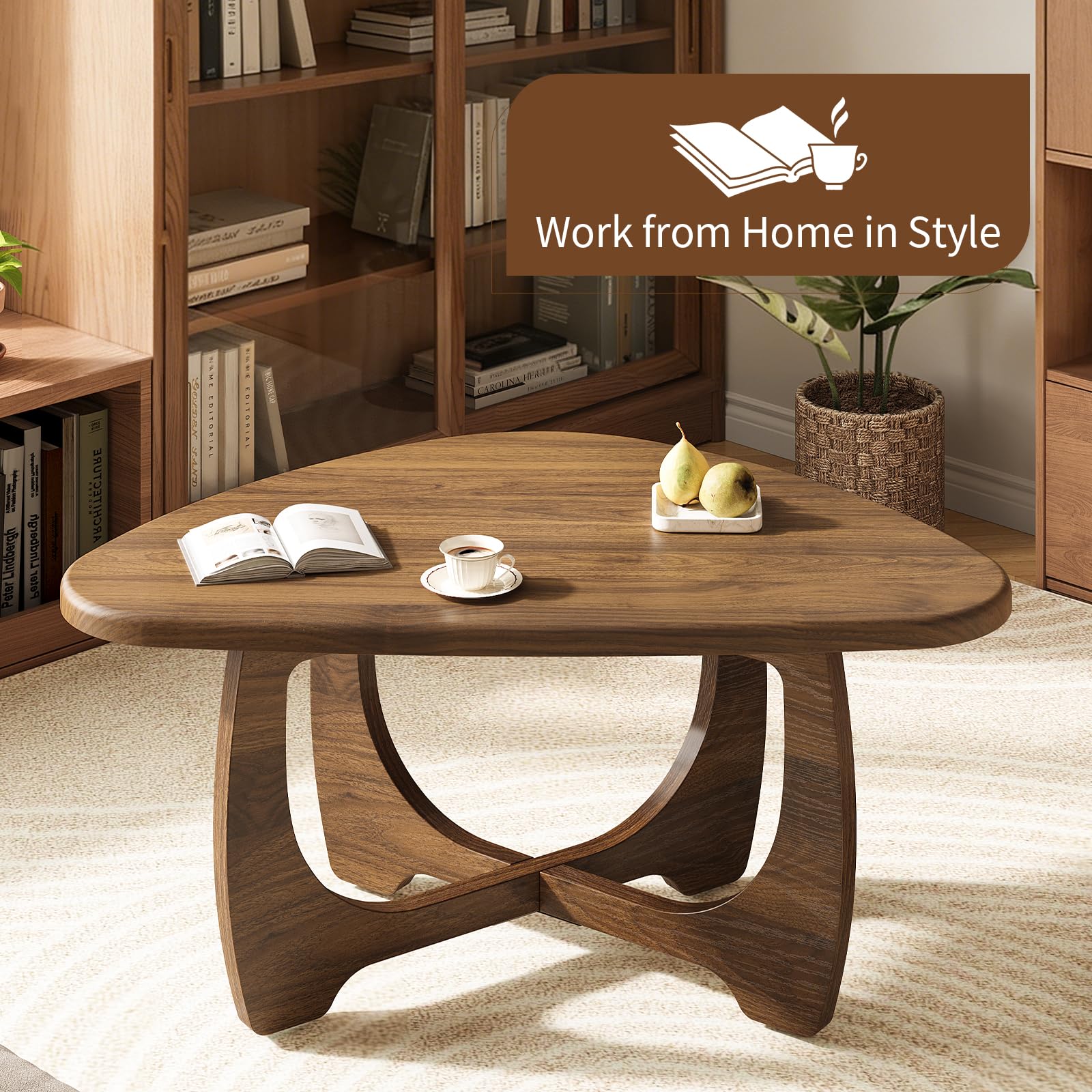 Curlaky Coffee Table for Living Room Mid Century Modern Round Coffee — product photo