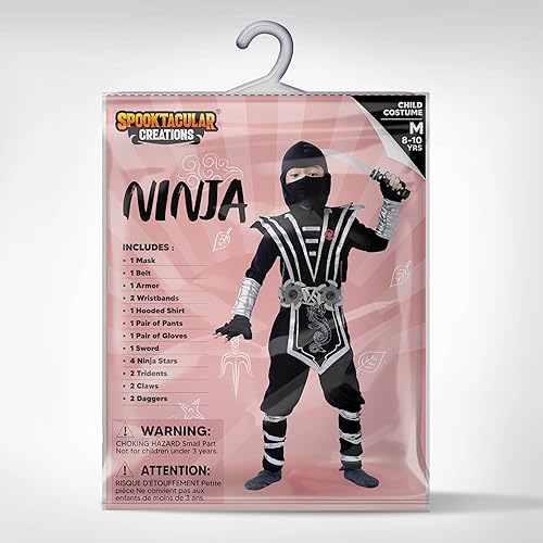 Miniatura 7 de Spooktacular Creations Disfraz de Halloween para niños, niños y niños pequeños, juego de accesorios Ninja para fiesta de disfraces