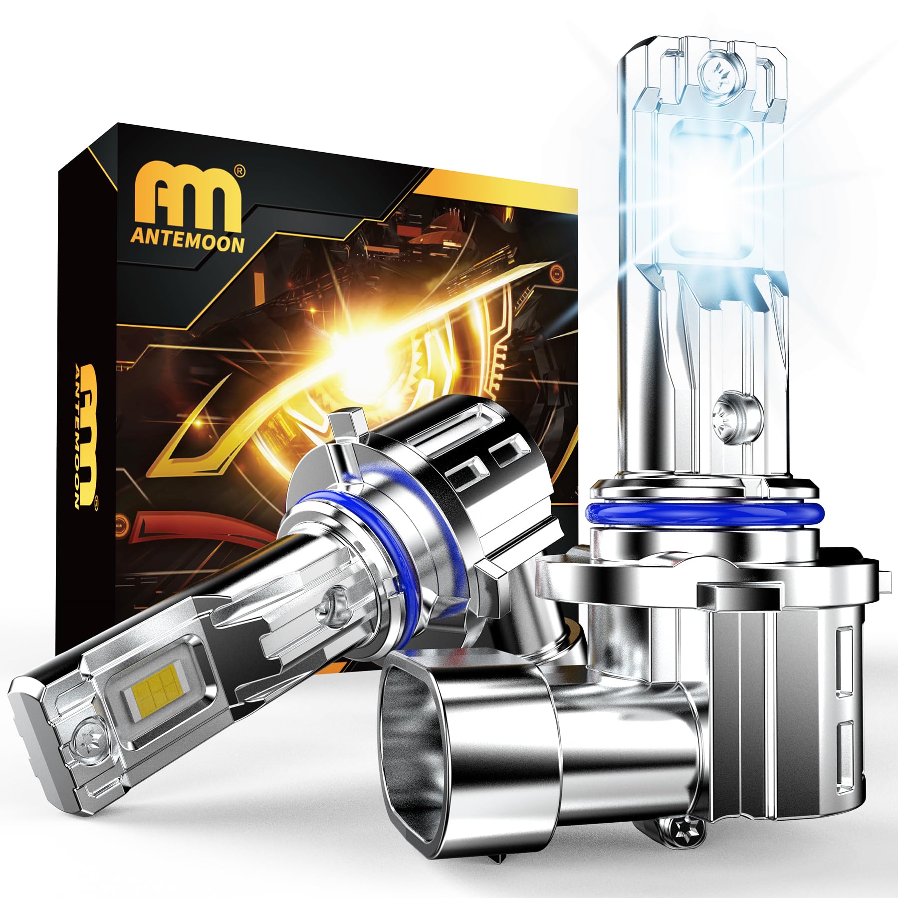 Ampoules 9012 HIR2 LED pour Feux Antibrouillard, 100W 20000LM 600% Luminosité 6500K Blanc 12V 24V Ampoule de Phare, Ampoules de Remplacement Halogène pour Voitures, Plug and Play, Lot de 2