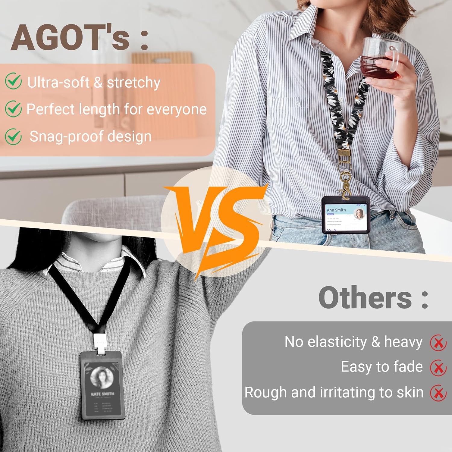 AGOT Lanyards for Id Badges and Keys - Stretchy Teacher Lanyard for Women image 3
