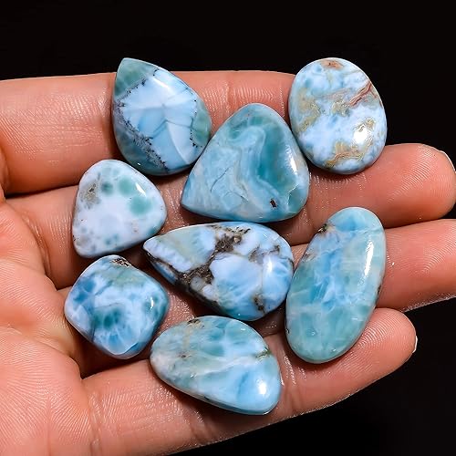 Miniatura 8 de Natural Blue Opal Gemstone- Healing Crystals for DIY Jewelry Making -Loose Natural Cabochon -Perfect for Crafting Unique Jewelry Designs (5 pcs,