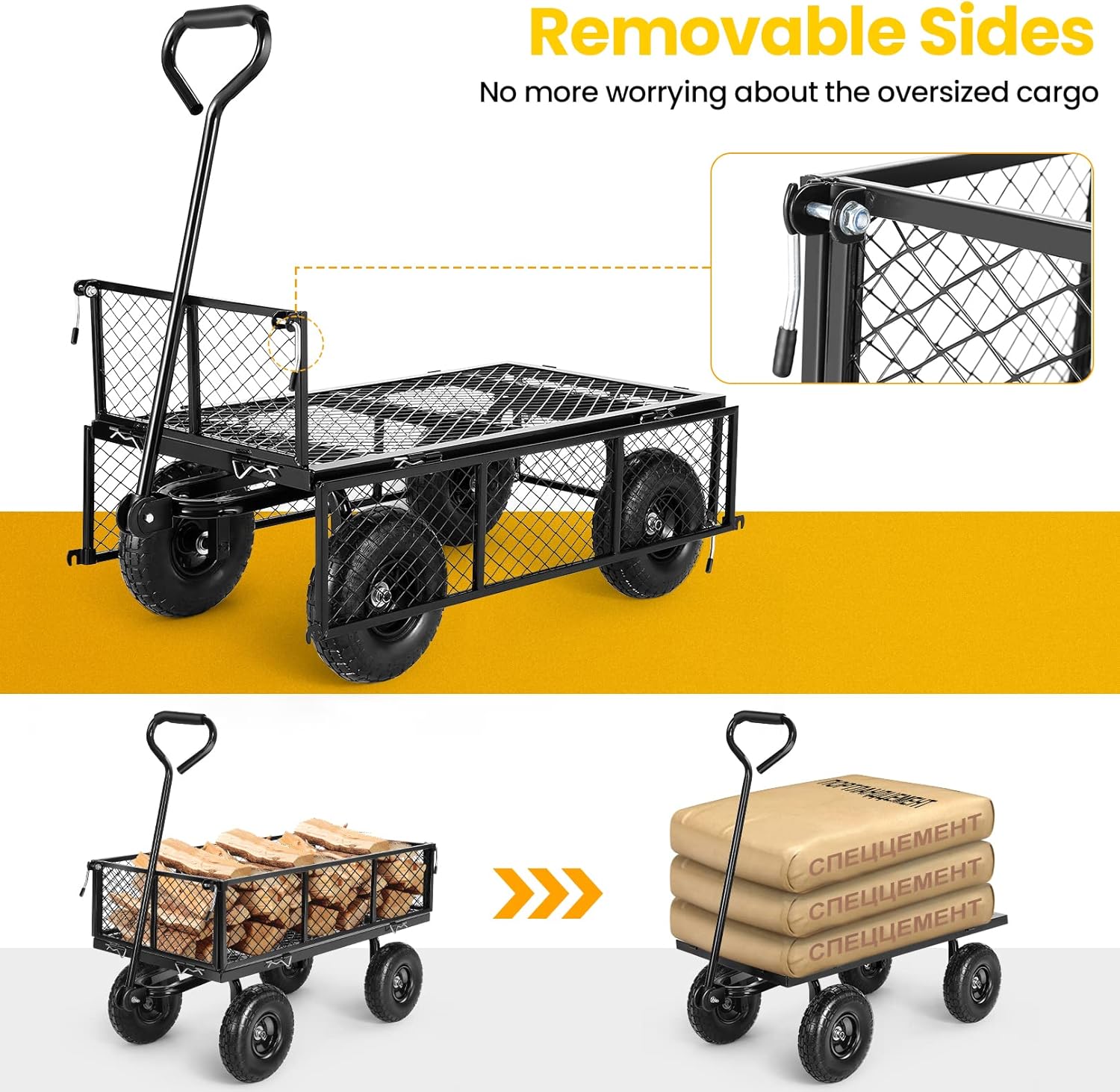 Homdox PGD750 Garden Cart with removable sides