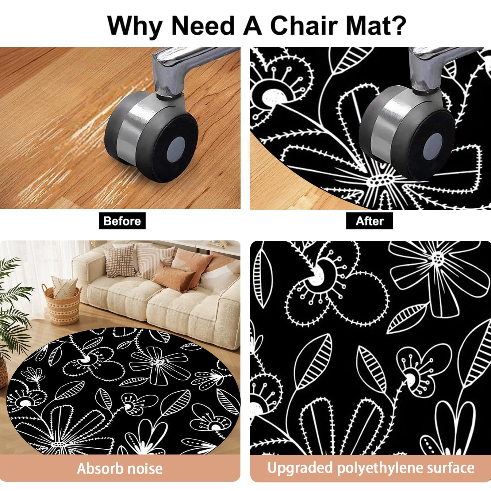 Tapete de escritorio para suelos de madera dura, tapete resistente para silla de oficina para suelos de pelo bajo, tapete grueso para silla de juegos, tapete protector de alfombra para parquet