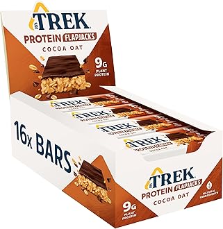 Trek High Protein Flapjack Cocoa Oat, 50 g - Gluten Free Bars – Healthy Snack Bars – Plant Based Protein - Vegan Bars (Pack of 16 Bars) | L0572375-P107199021-M107199013