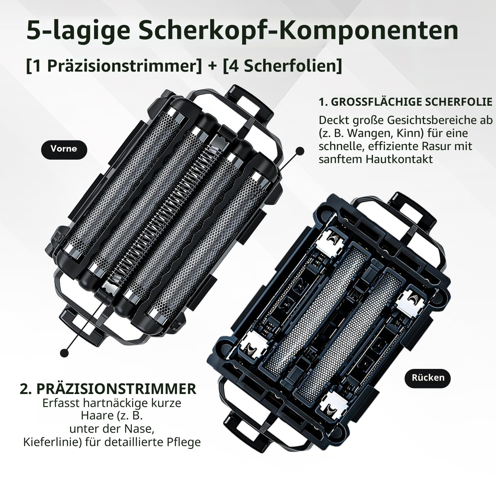Elektrorasierer mit 5-Klingen-System WES9032Y1361,Ersatzklingen und Scherfolie,kompatibel mit Panasonic ARC5 ES-LV97,ES-LV95,ES-LV81,ES-LV69,ES-LV67,ES-LV65 und ES-LV6,1 Stück
