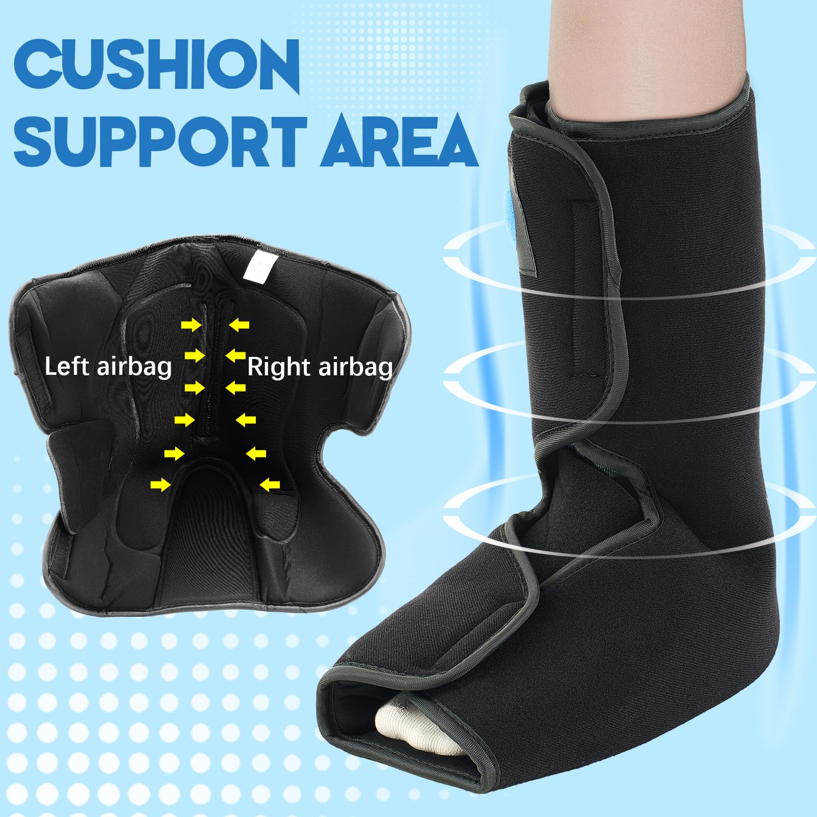 Geiserailie 2 pezzi Short Air Cam Walking Boot caviglia liner di ricambio per lesioni al piede slogato medico Walker Liner per piedi sinistro destro (M, nero)