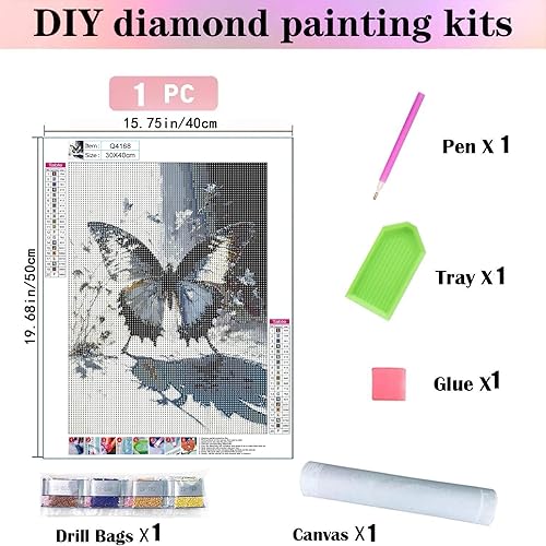 Miniatura 2 de Kits de pintura de diamantes para adultos, kit de arte de diamantes 5D de mariposa, pintura de puntos de diamante para principiantes, pintura con