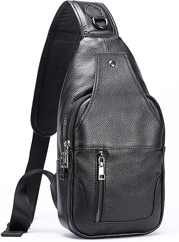 Miniatura 190 de LUKZIJAES Bolso bandolera de cuero genuino para hombre marrón (#1-Brown)