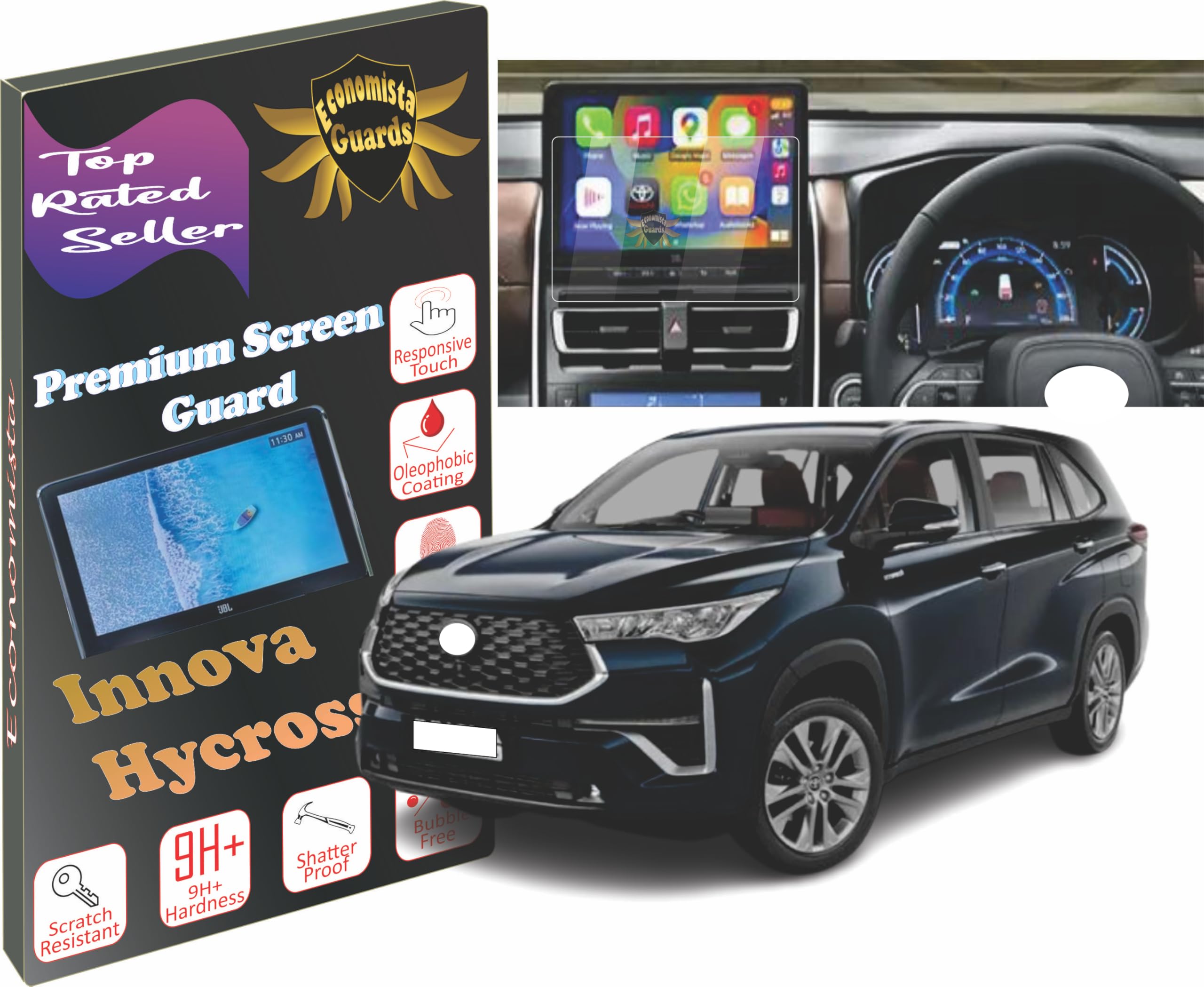 Ballistic Glass Economista ????? Presents Drive In Luxury With Our Top Class Navigation System Screen Protector! Scratch&Water Resistant For Premium Protection! Specifically Tailored For Your Innova Hycross Zx 10.1 Inch-image-7