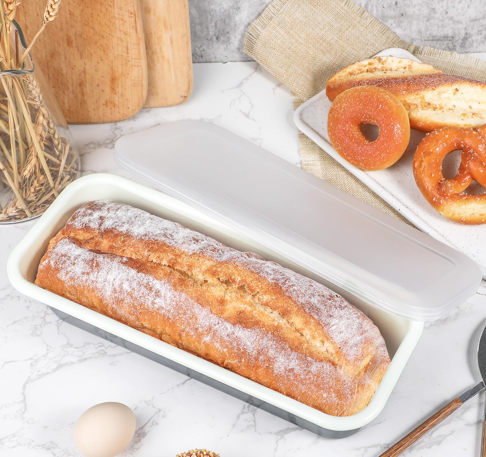 webake Stampo per pane smaltato, 32 cm, rettangolare, per torte, pane tostato, 32 x 13 x 7 cm