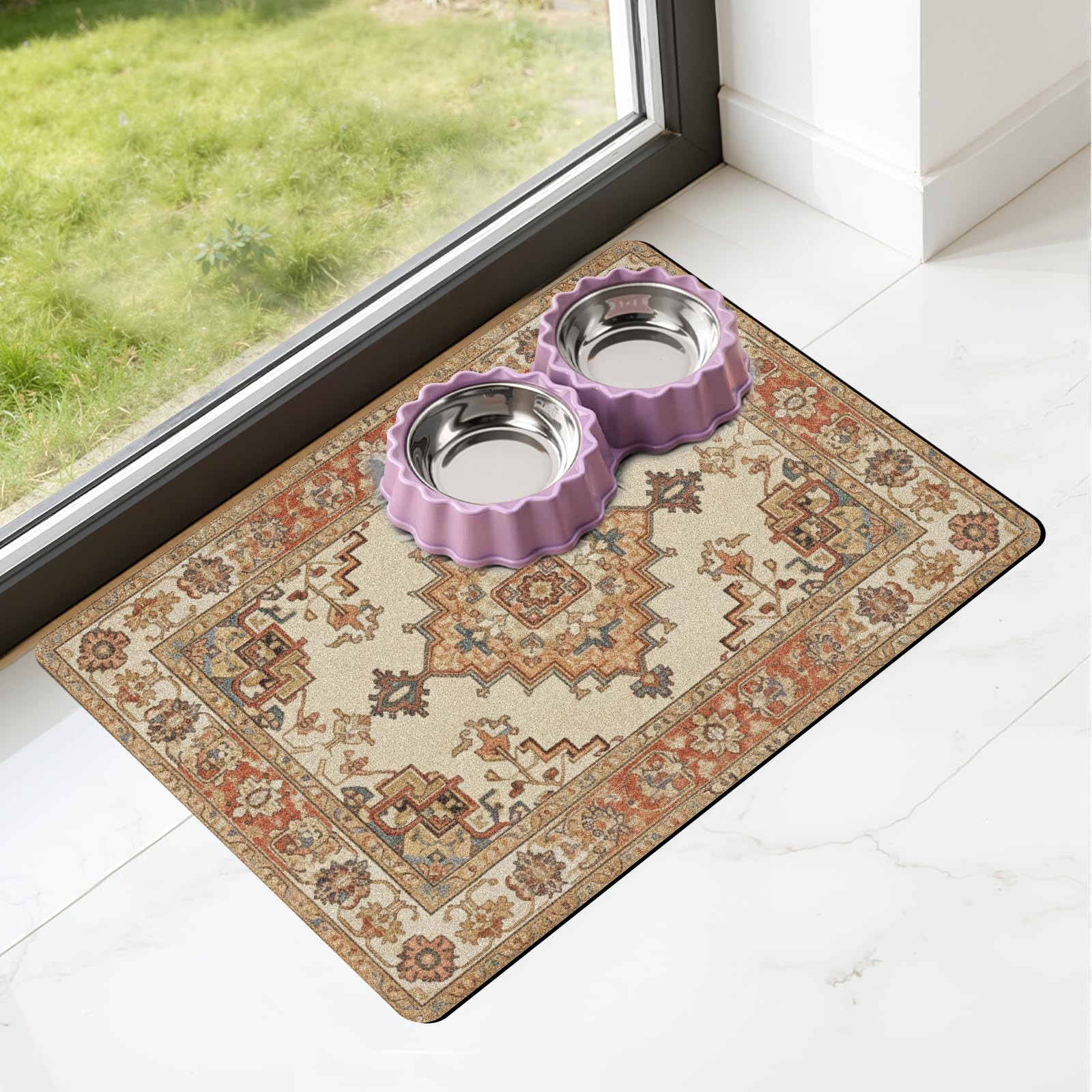 Pet Dog Food Mat - Absorbent Diatomite Dog Cat Feeding Mats for Food and Water Anti Slip Dog