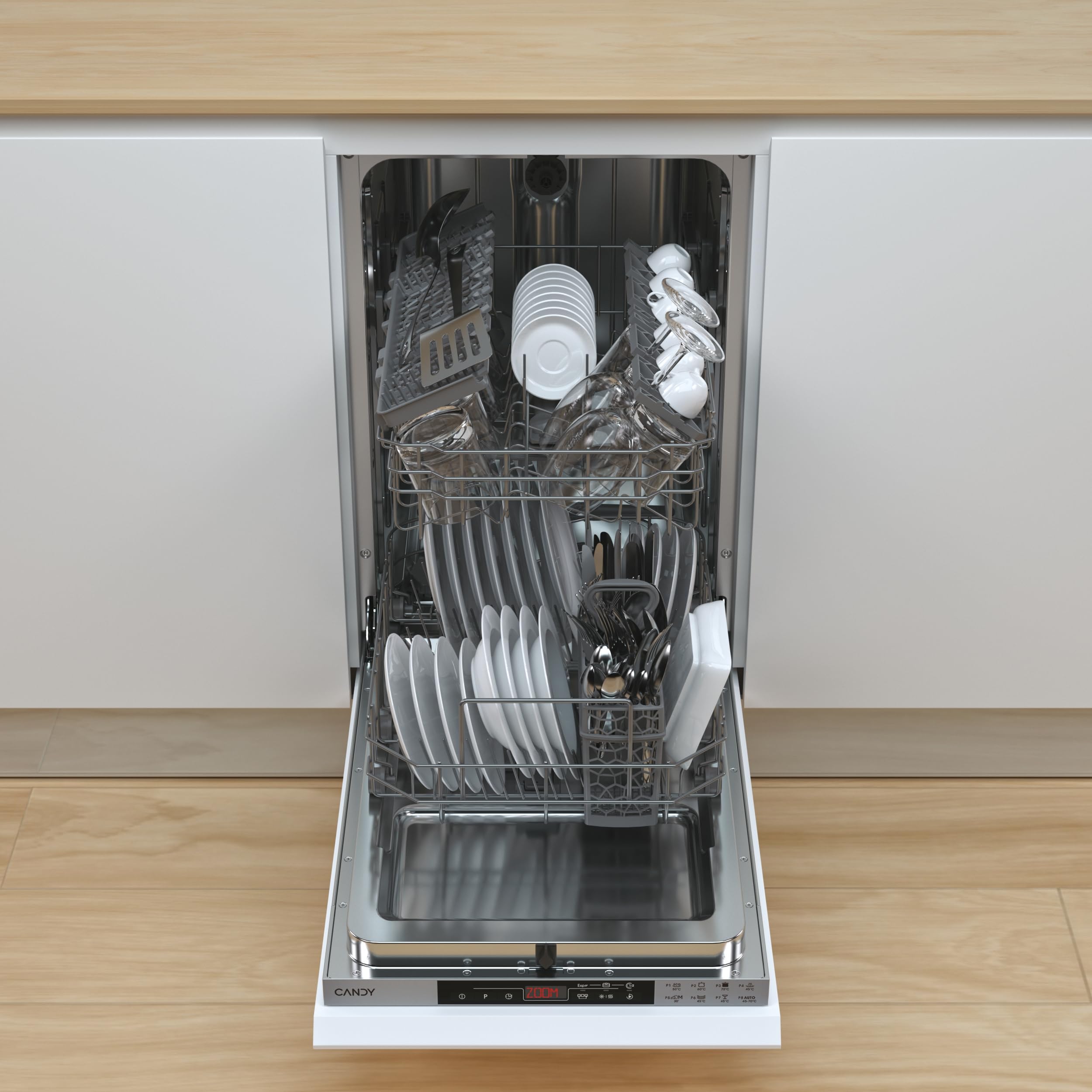 Candy Brava CDIH 2T1047 Lave-vaisselle Slim encastrable 10 couverts 8 programmes 44,8 x 55,5 x 81,6 cm argenté