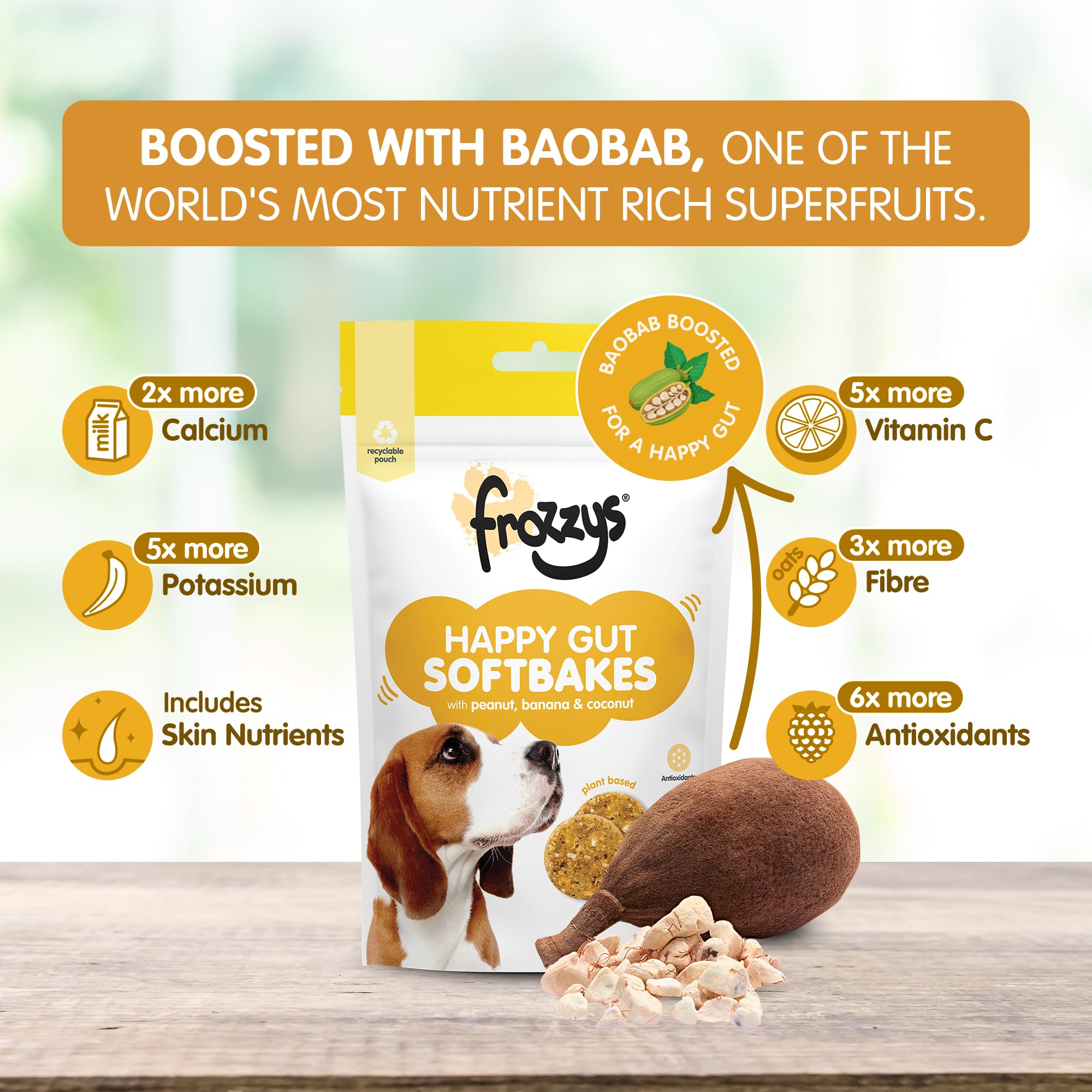 Frozzys Happy Gut Softbakes Grain Free Dog Treats with Prebiotic Fibre & Antioxidants for Gut Health - Image 3